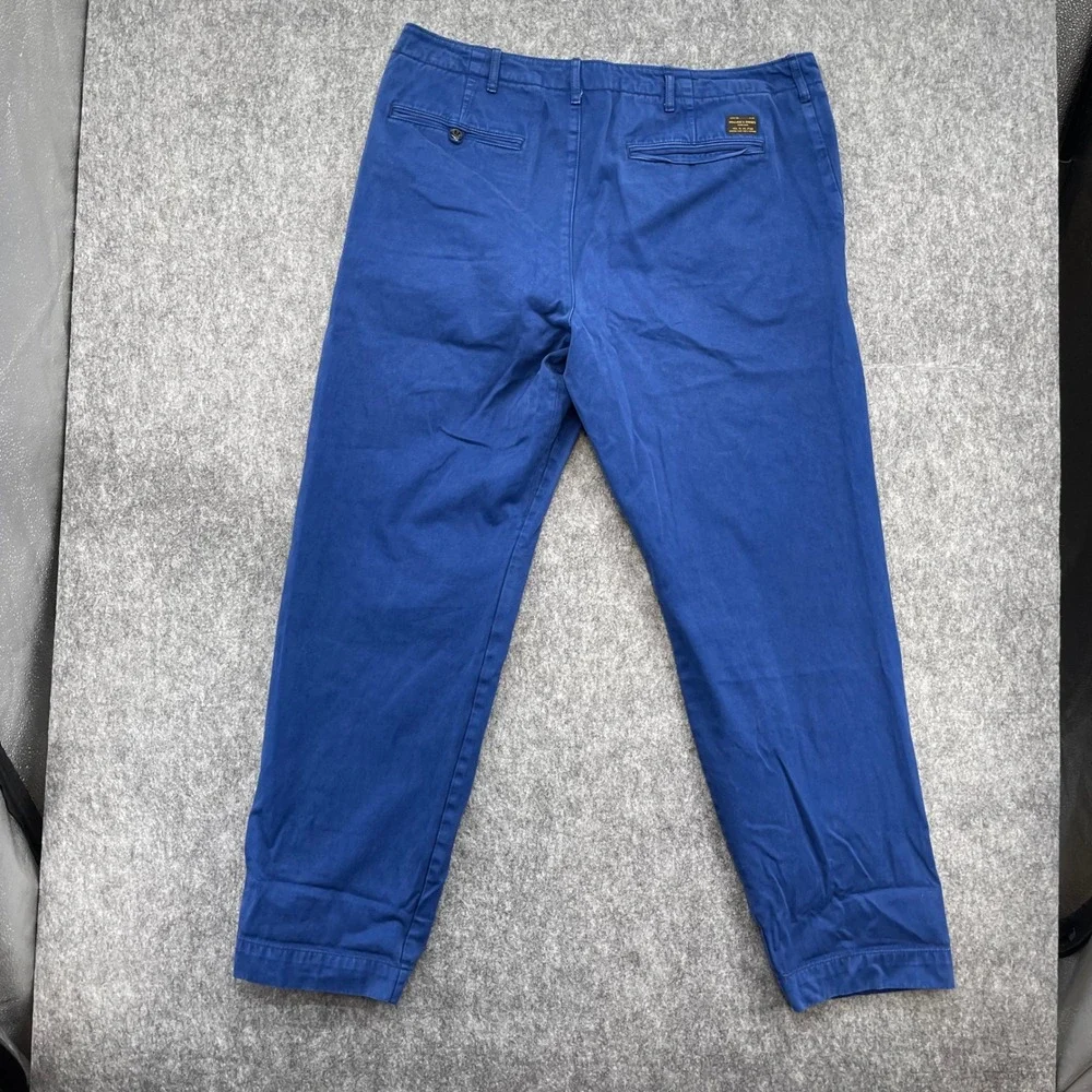 J.Crew Selvedge Officer Chino Pants Mens 36x32 Straight Fit Blue Cotton
